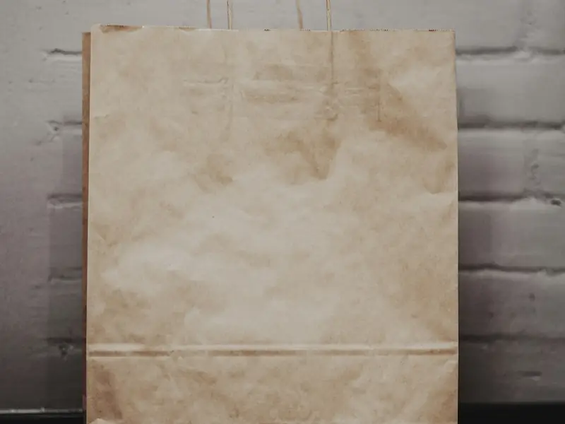 A plain paper takeaway bag